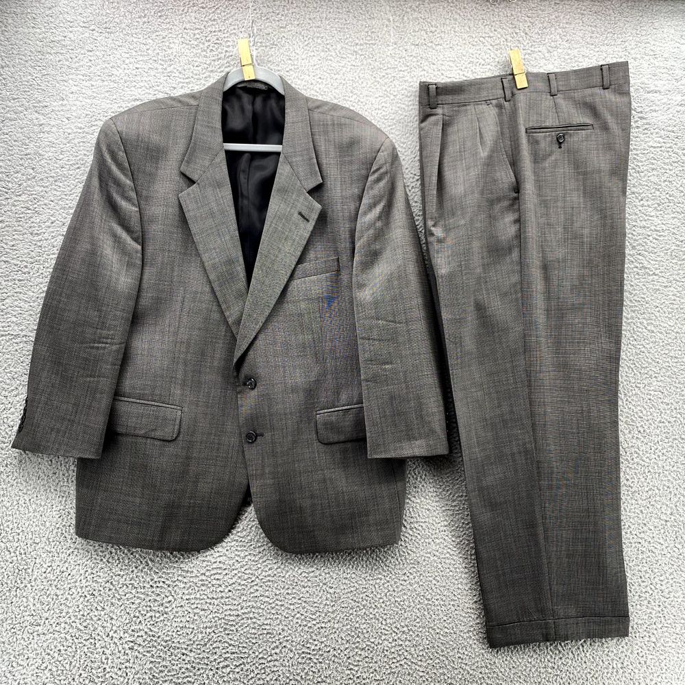 Vintage Burberry's Suit Adult Gray Wool 42S Blazer 40x28 Pleated Dress Pants Men